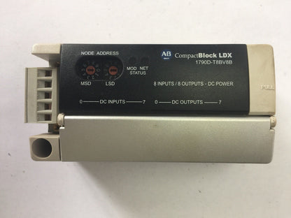 ALLEN BRADLEY 1790D-T8BV8B COMPACT BLOCK LDX SER C F/W REV 2.002 24VDC 0.5A 8