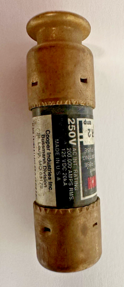 BUSSMANN FRN-R2 FUSETRON DUAL ELEMENT TIME DELAY FUSE 2A 250V LOT OF 10
