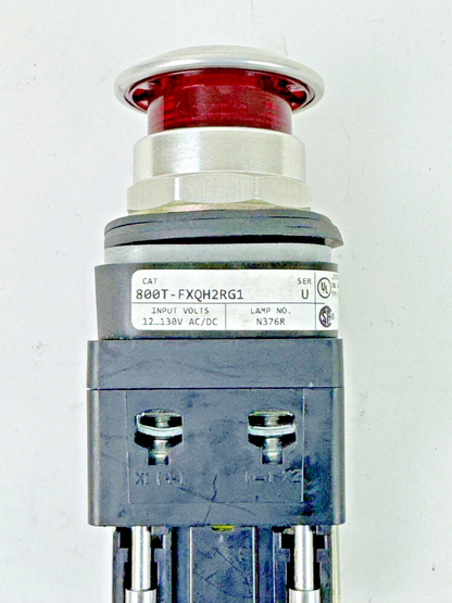 ALLEN-BRADLEY - 800T-FXQH2RG1 SER. U - RED MUSHROOM PUSH/PULL BUTTON W/ BLOCK