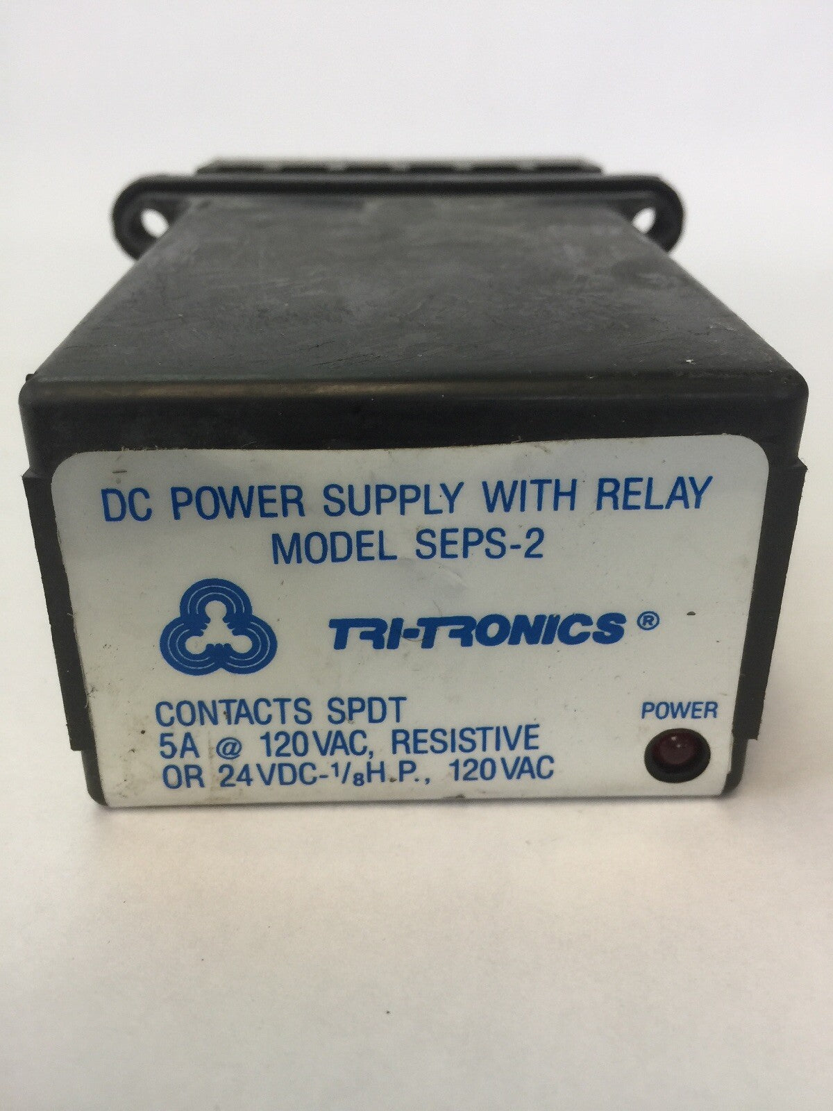 TRI-TRONICS SEPS-2 DC POWER SUPPLY WITH RELAY 5A@120VAC,RESISTIVE OR 24VDC-1/8HP