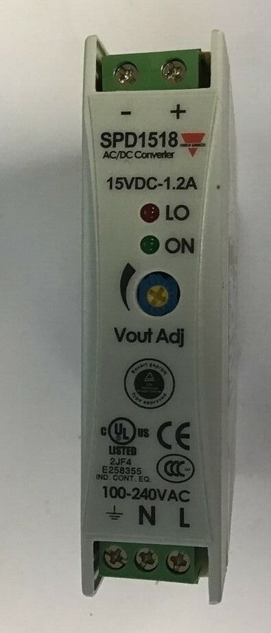 CARLO GAVAZZI SPD15181 AC/DC CONVERTER 100-240VAC 15VDC-1.2A 47-63HZ 500MA
