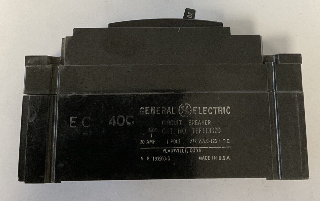 GENERAL ELECTRIC TEF113020 CIRCUIT BREAKER 20A 1POLE 277VAC 125VDC ***LOTOF2***