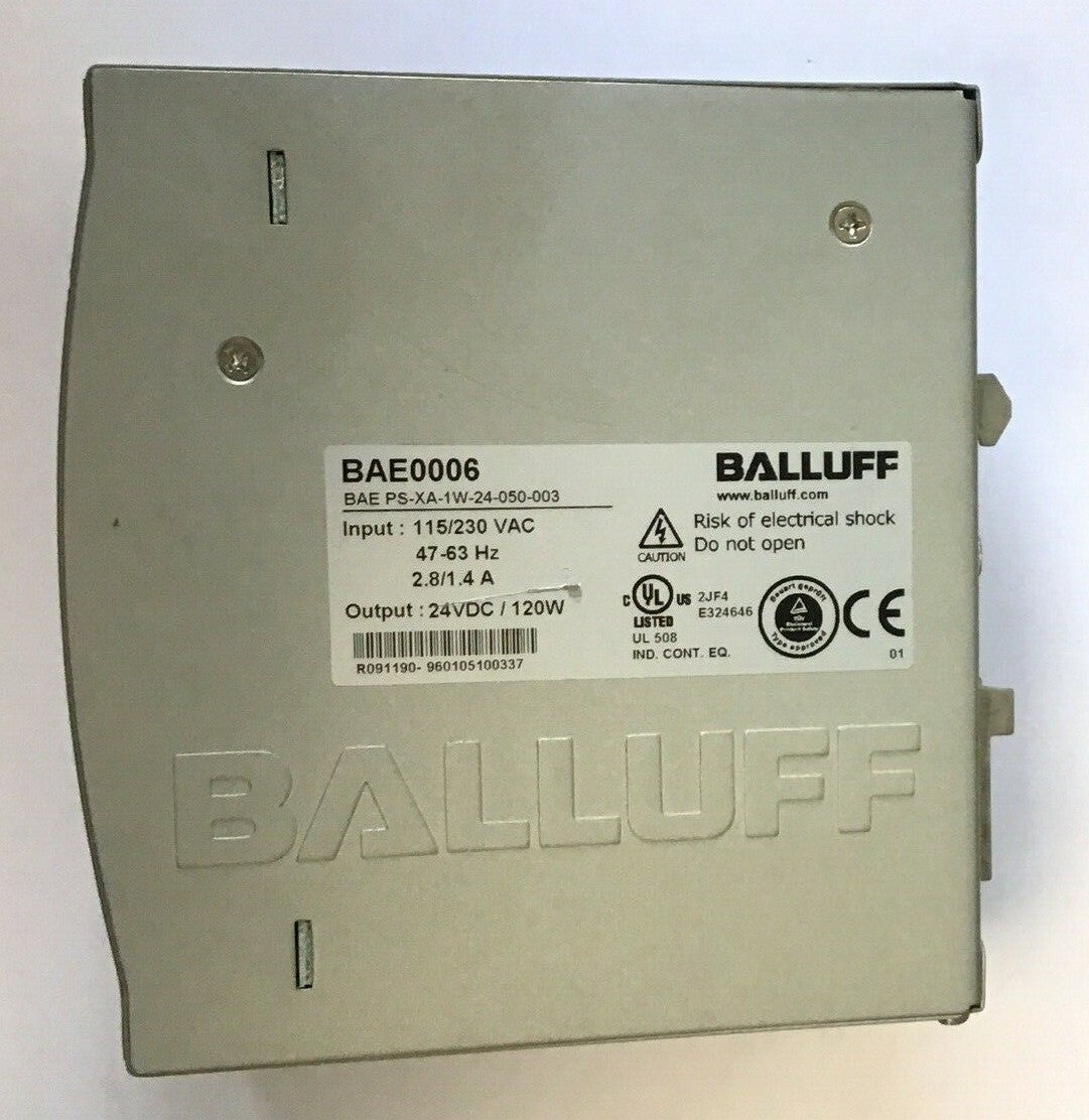 BALLUFF BAE PS-XA-1W-24-050-003 POWER SUPPLY 115/230VAC 47-63HZ 2.8/1.4A 24VDC