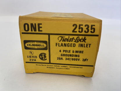 HUBBELL 2535 TWIST-LOCK FLANGED INLET 4POLE 5WIRE GROUNDING 20A 347/600V