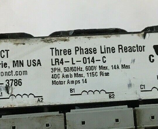 EMERSON LR4-L-014-C THREE PHASE LINE REACTOR 3PH,50/60HZ, 600V  14A