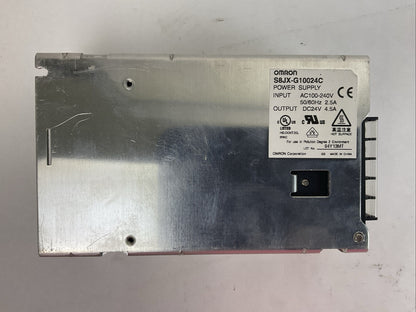 OMRON S8JX-G10024C POWER SUPPLY OUTPUT 24VDC 4.5A INPUT 100-240VAC 50/60HZ 2.5A