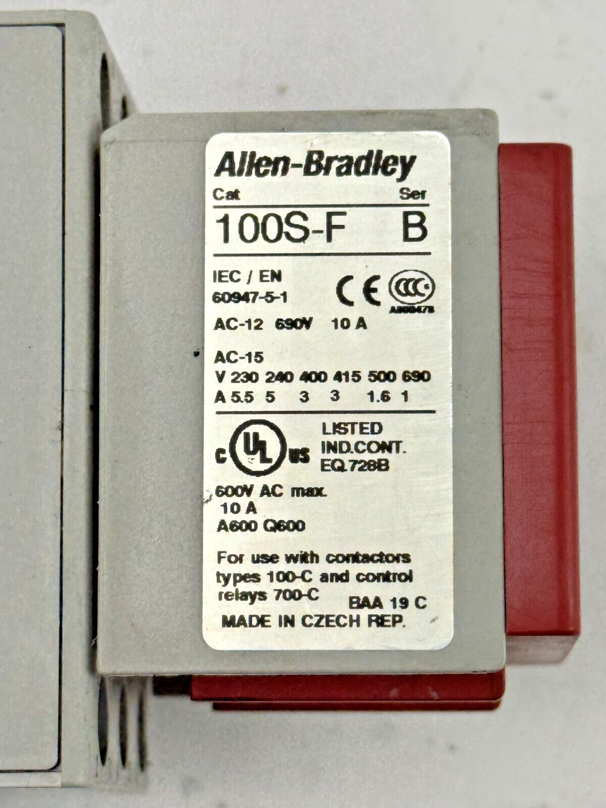 ALLEN-BRADLEY - 100S-C37DJ14C SER. C - SAFETY CONTACTOR W/ 24 VDC COIL