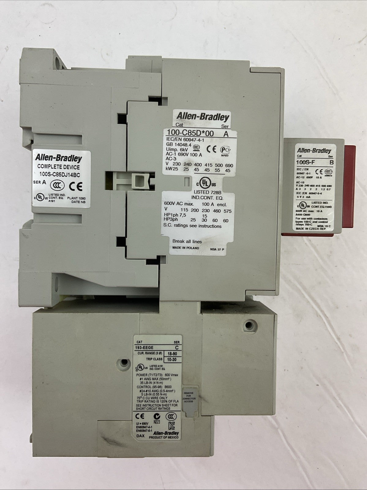 ALLEN BRADLEY STARTER 100S-C85DJ14BC 100-C85D**00 100S-F 193-EEGE COIL 24VDC