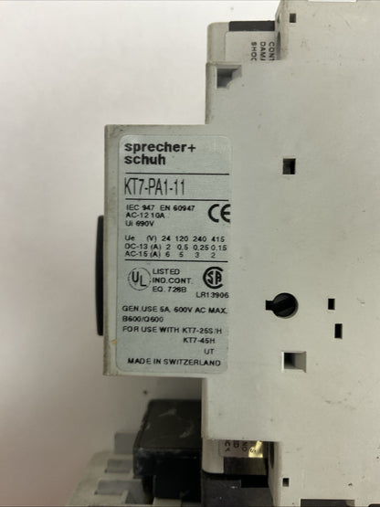 SPRECHER+SCHUH KTA7-25S-4.0A CIRCUIT BREAKER 2.5-4.0A CA7-9-10 CONTACTOR 277V
