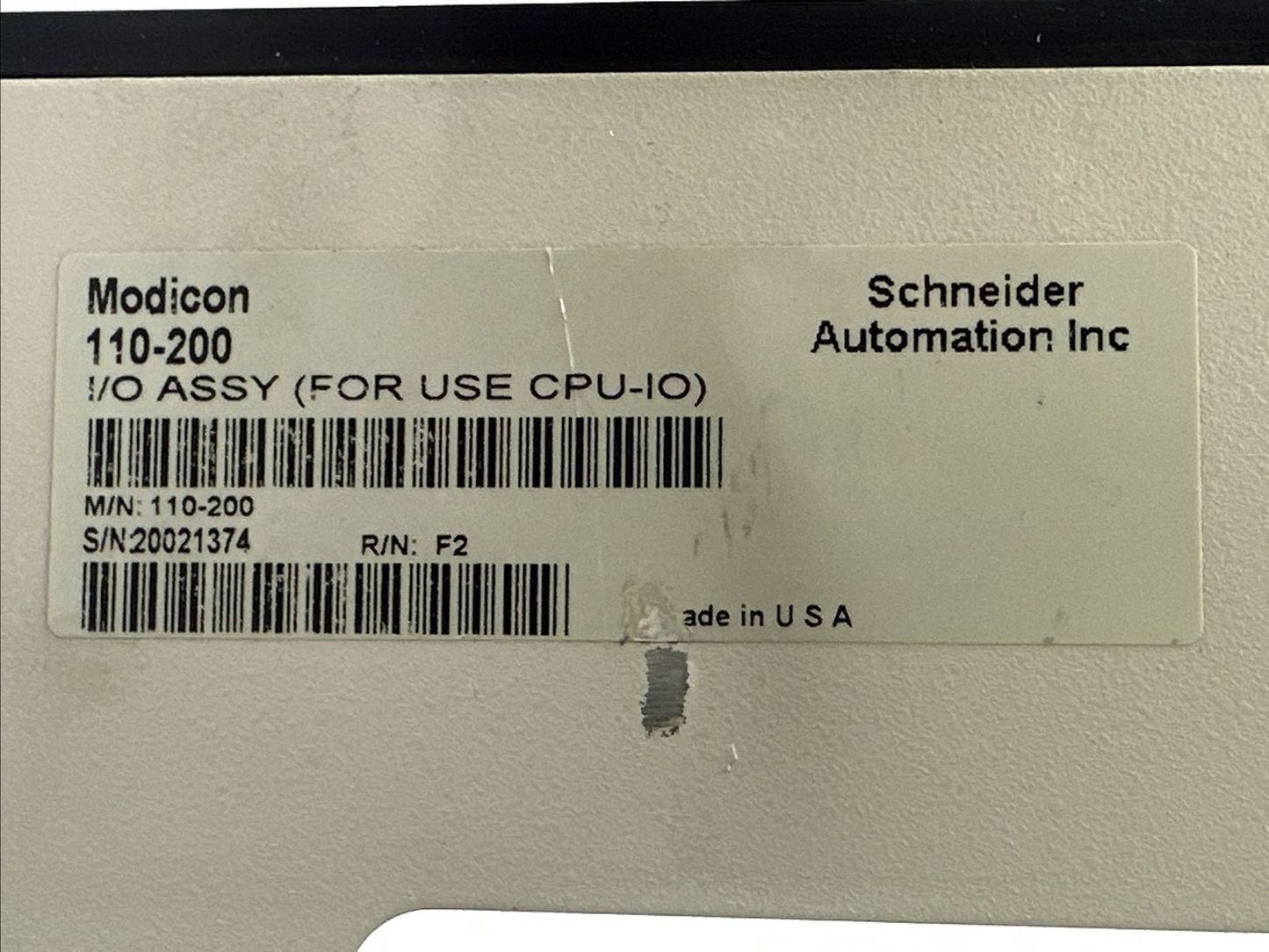 MODICON 110-200 I/O ASSY (FOR USE CPU-IO) SCHNEIDER AUTOMATION INC