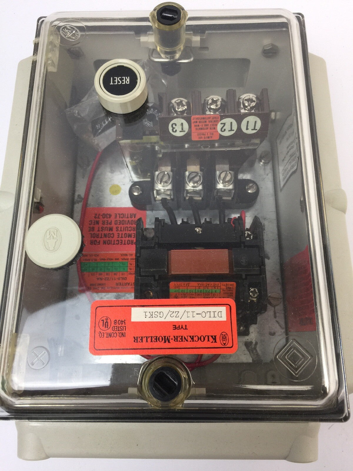 KLOCKNER-MOELLER DIL0-11/Z2/GSKi DIL0-11/Z2-NA INDUSTRIAL CONTROL PANEL ENCLOSUR