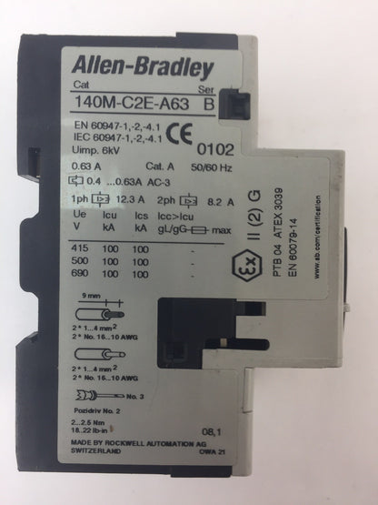 ALLEN BRADLEY 140M-C2E-A63 MOTOR PROTECTOR CIRCUIT BREAKER 0.4-0.63A SER B