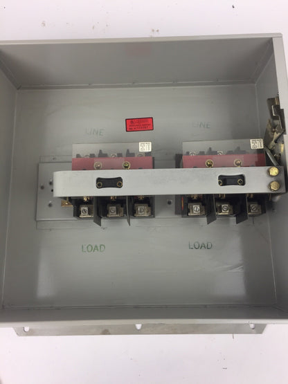 WESTINGHOUSE SDSN6030 DISCONNECT SWITCH 600 VAC 250 VDC 60 AMP 6 POLES