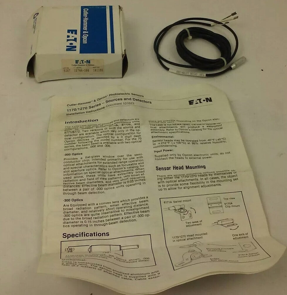 CUTLER HAMMER, 9307 OPCON 1270A-300, MICRO DETECTORS, PHOTOELECTRIC SENSORS, NEW