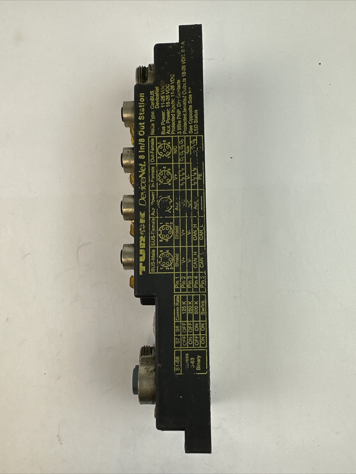 TURCK CDN-IOM-88-0036 BUS STOP DEVICENET 8 I/O STATION FIRMWARE 1.008 11-26VDC