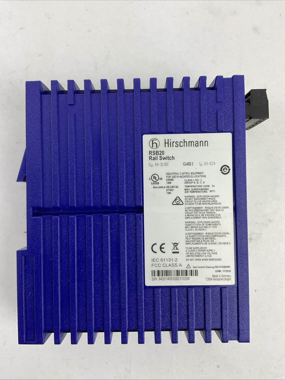 HIRSCHMANN RSB20-0800T1T1SAABHH05.3.06 RAIL SWITCH