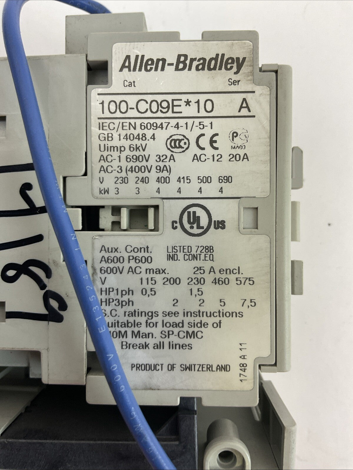 ALLEN BRADLEY STARTER (100-C09E*10 COIL 24VDC + 193-EEBB 0.2-1.0A)