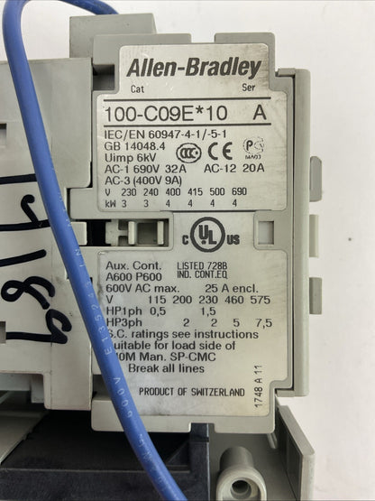 ALLEN BRADLEY STARTER (100-C09E*10 COIL 24VDC + 193-EEBB 0.2-1.0A)
