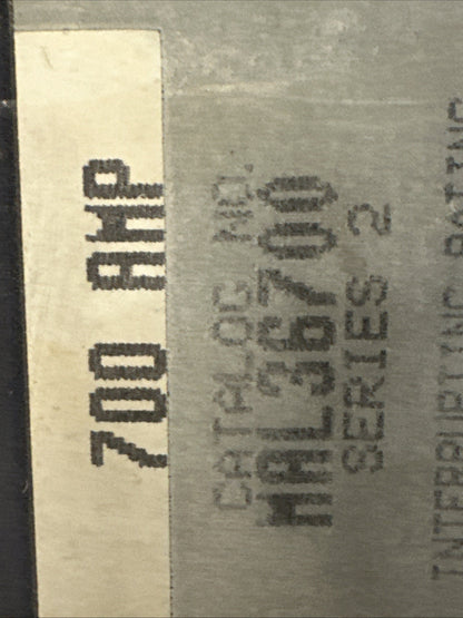 SQUARE D MAL36700 SERIES 2 700 AMP 3P 600 VAC MOLDED CASE CIRCUIT BREAKER