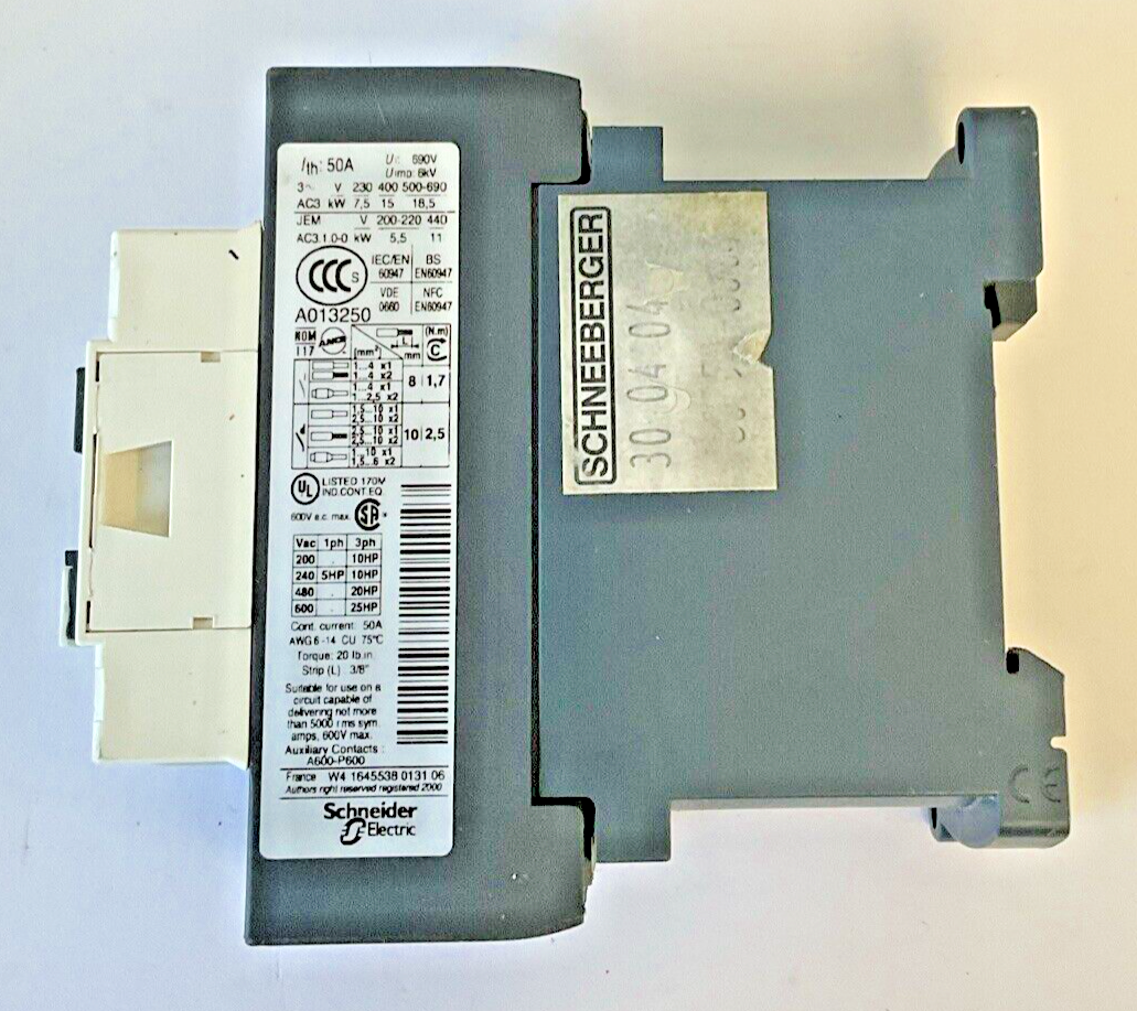 SCHNEIDER ELECTRIC LC1D32 BL CONTACTOR 24VDC 50A