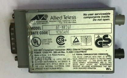 ALLIED TELESIS CENTRECOM MX26F FIBER OPTIC TRANSCEIVER AT-MX26F