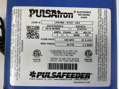 PULSATRON LPH7MA-KTC3-XXX ELECTRONIC METERING PUMP 115V 1A 1PH 35PSI 2.4BAR