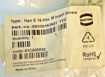 HARTING HAN E 16 POS 09330162601 INSERT CONNECTOR