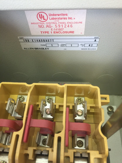ALLEN BRADLEY 198-E14A08A07 MOTOR CONTROL 480V 2HP 198-M14P08T 112-A09ABB42-1