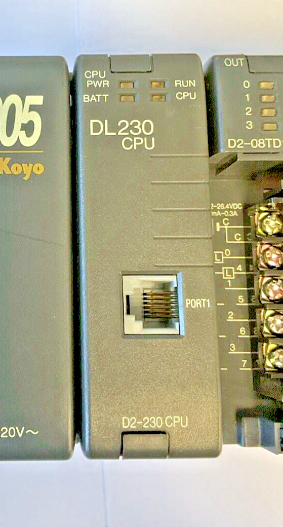 AUTOMATIONDIRECT D2-04B,DL230CPU,D2-08TDI,D2-08ND3(2) PLC RACK