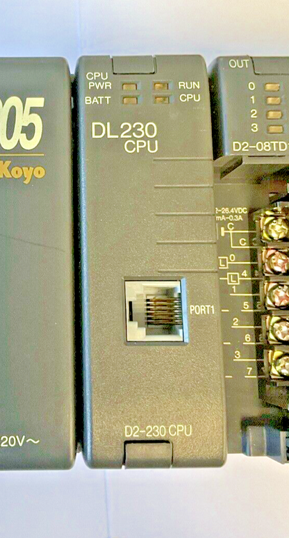 AUTOMATIONDIRECT D2-04B,DL230CPU,D2-08TDI,D2-08ND3(2) PLC RACK