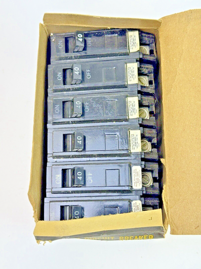GE **BOX OF 6** THQL1140 - CIRCUIT BREAKERS - 1 POLE, 40 A, 240 VAC - NEW