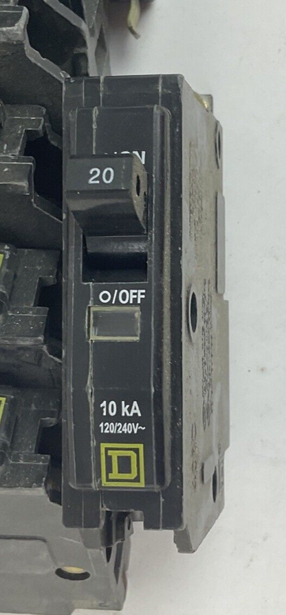 SQUARE D QOB120 CIRCUIT BREAKER 20A 10KA 120/240V ****LOTOF14*****