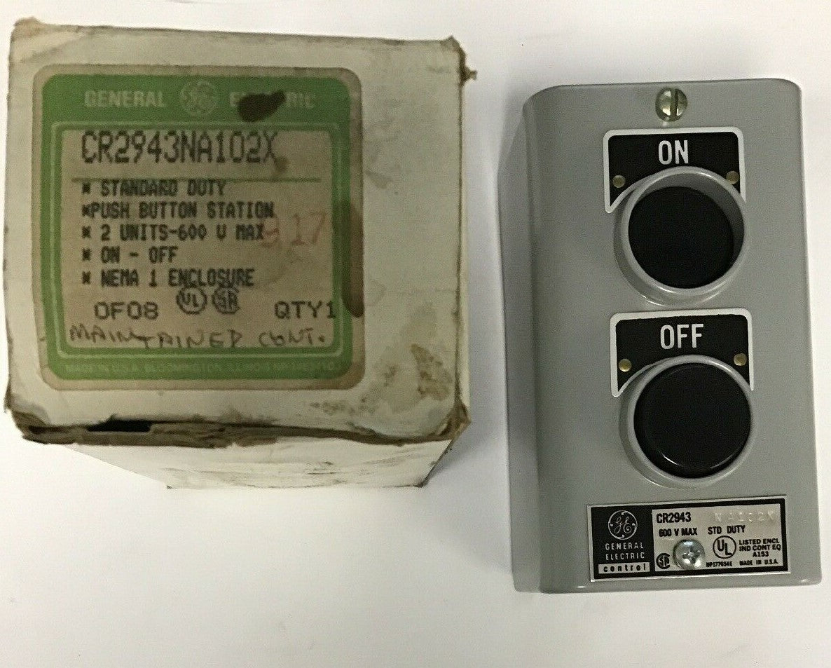 GE CR2943NA102X STANDARD-DUTY PUSHBUTTON STATION ON-OFF 600V NEMA 1 ENCLOSURE