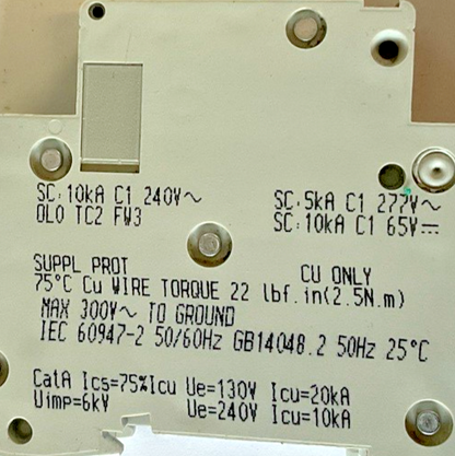 SCHNEIDER ELECTRIC C60 CIRCUIT BREAKER MULTI 9 D 1A 240VAC 10KA