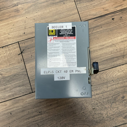SQUARE D D221N FUSIBLE DISCONNECT SWITCH SER.E3 30A 240VAC 3PH 60HZ