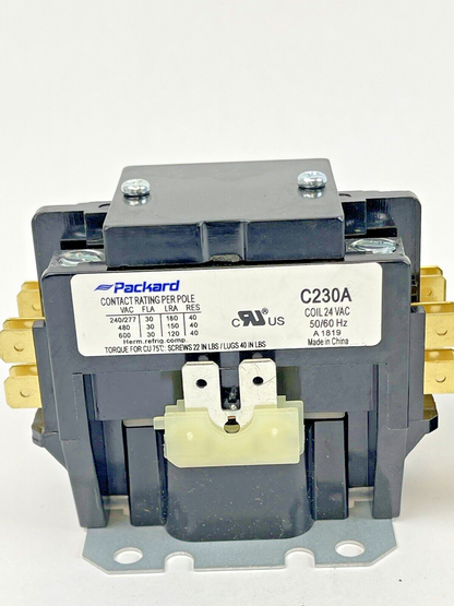 PACKARD *LOT OF 2* - C230A - DEFINITE PURPOSE CONTACTOR - 2 POLE, 30A, 24V 50/60