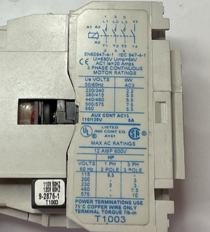 EATON CE15CNS3AB CONTACTOR SER.B1 12A 50/60HZ 10HP@575V SIZE C