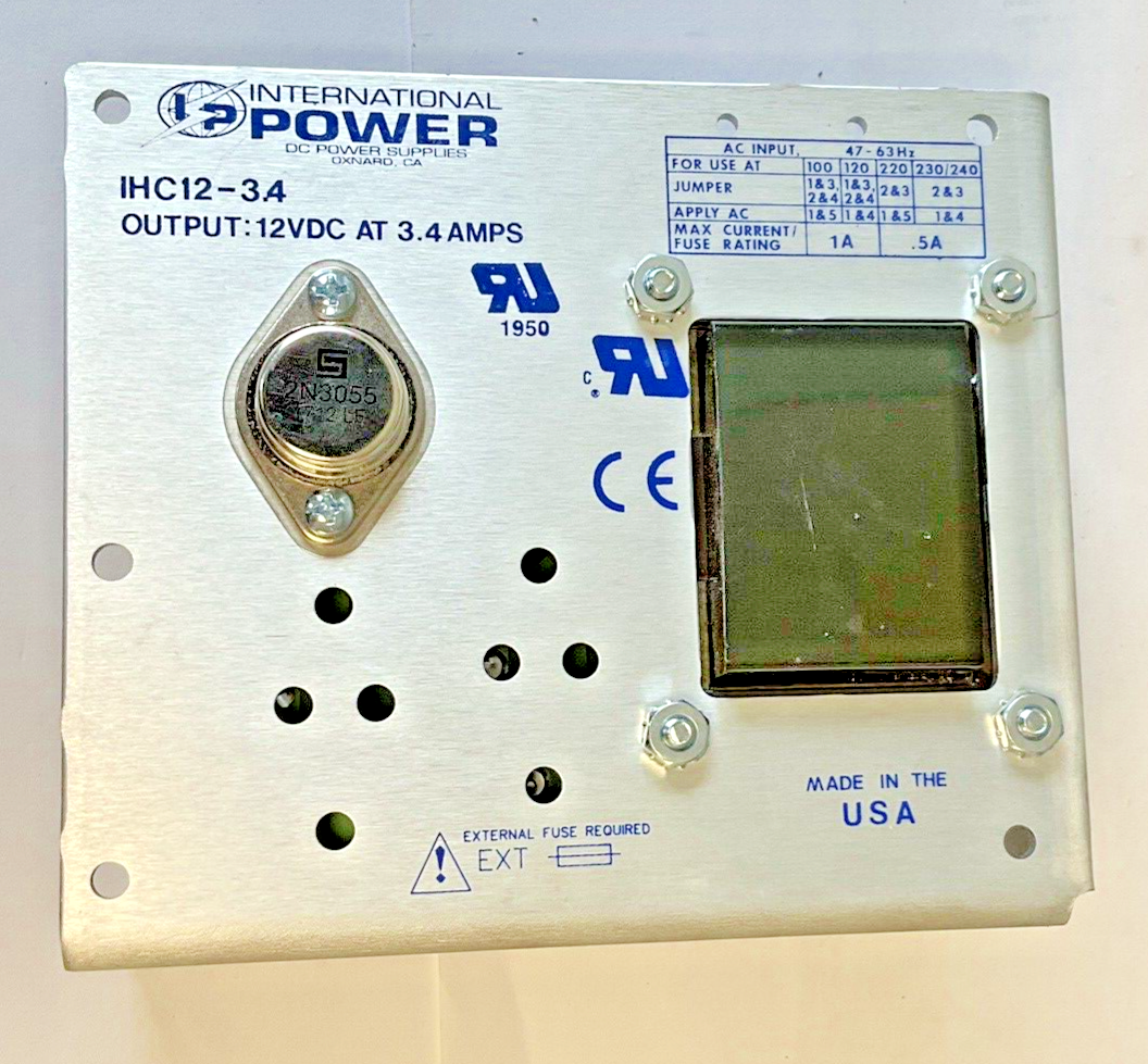 INTERNATIONAL POWER IHC12-3.4 POWER SUPPLY 12VDC 3.4AMPS