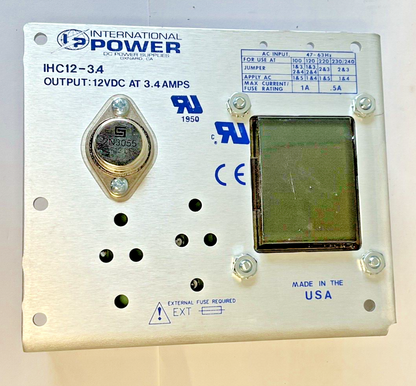INTERNATIONAL POWER IHC12-3.4 POWER SUPPLY 12VDC 3.4AMPS