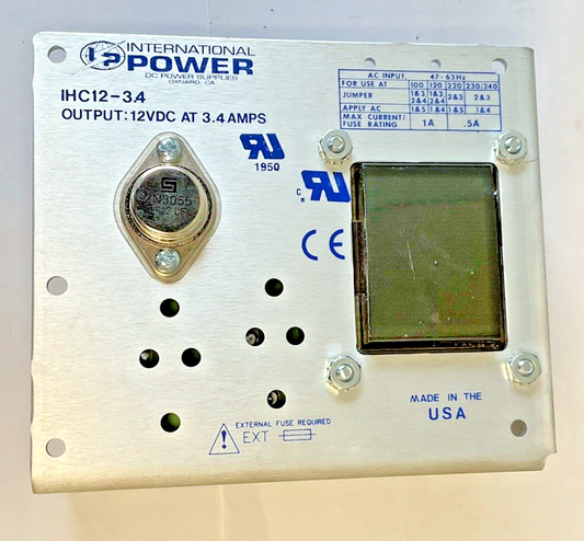 INTERNATIONAL POWER IHC12-3.4 POWER SUPPLY 12VDC 3.4AMPS