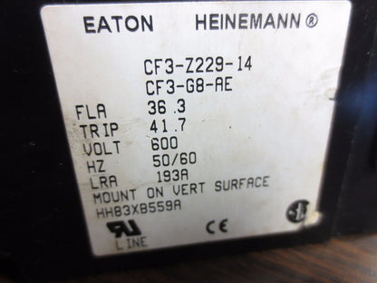 EATON / HEINEMANN CF3-Z229-14 CIRCUIT BREAKER - 600V, 193A LRA, 36.3A FLA