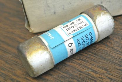 BOX of 6 GENERAL ELECTRIC GF8B6 CLASS J CLF® FUSE / 6A / 600V  NEW SURPLUS