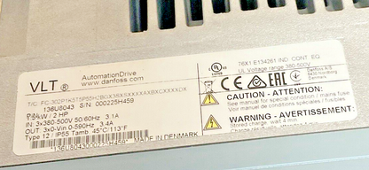DANFOSS FC-302P1K5T5P55H2BGX3SXSXXXXAXBXCXXXXDX AUTOMATION DRIVE 1.5KW/2HP