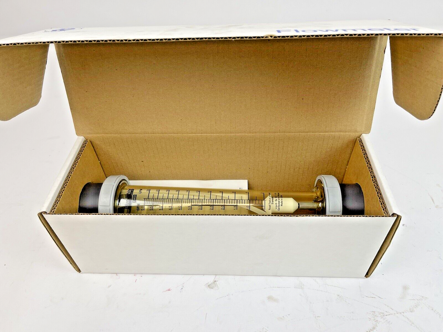 BLUE-WHITE - F-451 SERIES 1-1/2" .5-6 GPM - PTFE FLOAT, SS ROD, AND VITON O-RING