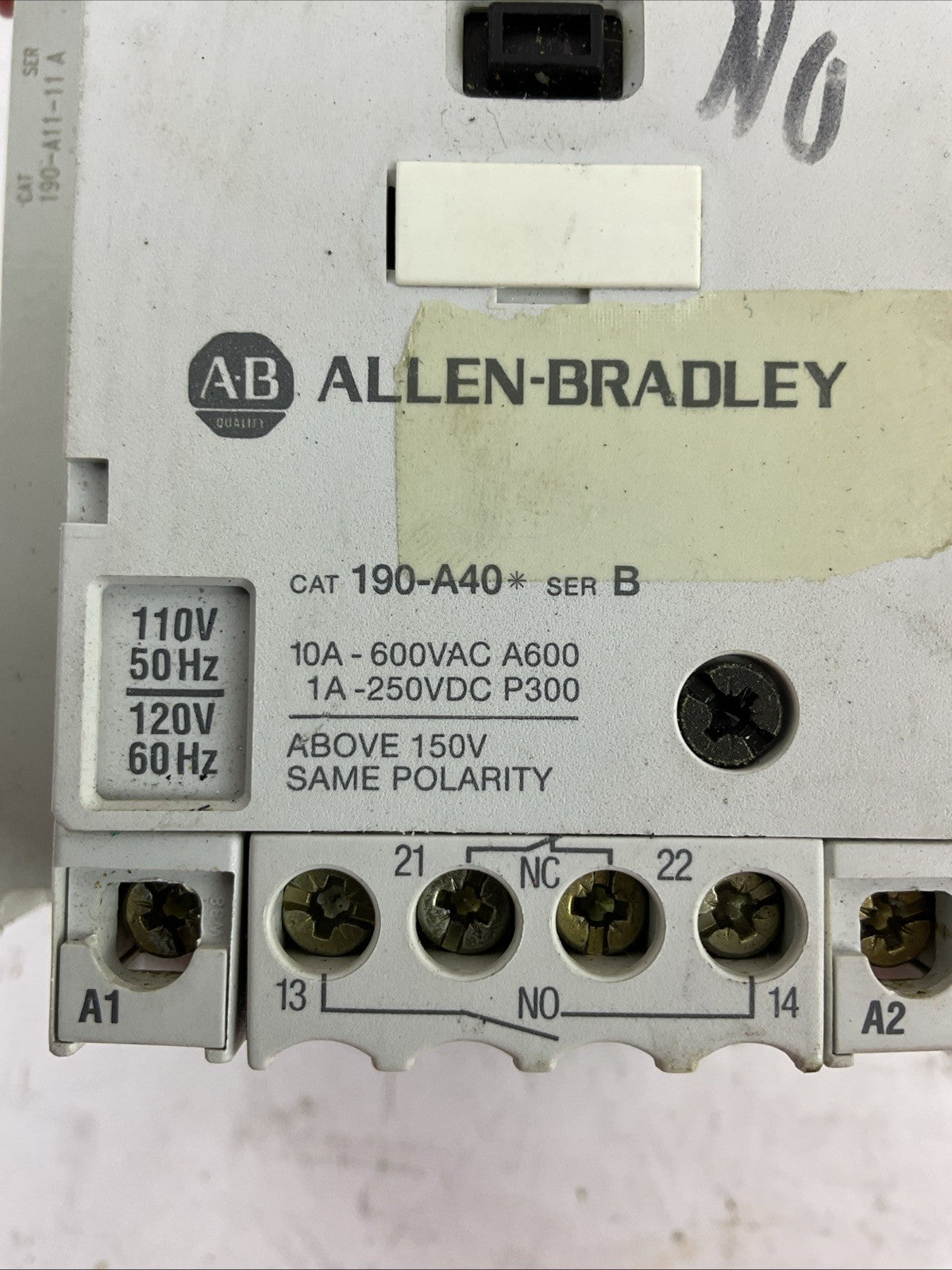 ALLEN BRADLEY STARTER 190-A40 COIL 120V 190-P160 190-T11-11 190-A11-11 190-CPS40