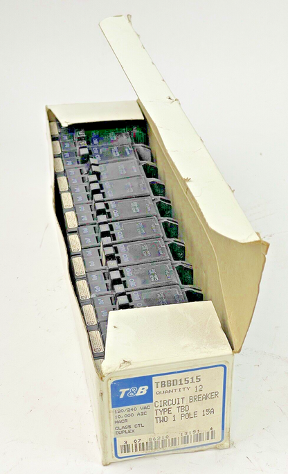 THOMAS & BETTS / T&B *BOX OF 12* - TBBD1515 - TANDEM TWIN CIRCUIT BREAKERS - NEW