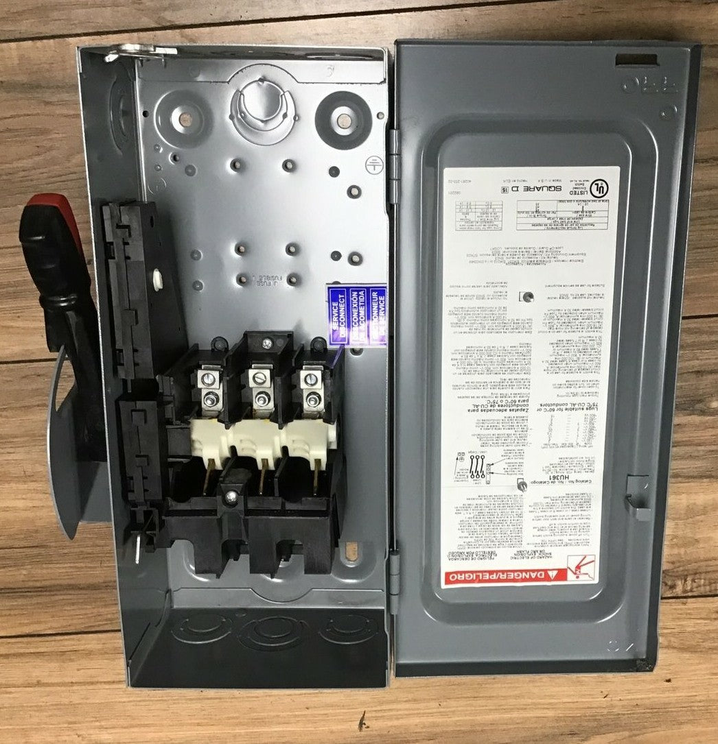 SQUARE D HU361 SER.F05 SAFETY SWITCH 30A 600VAC/DC NON FUSIBLE TYPE 1