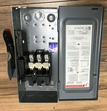 SQUARE D HU361 SER.F05 SAFETY SWITCH 30A 600VAC/DC NON FUSIBLE TYPE 1