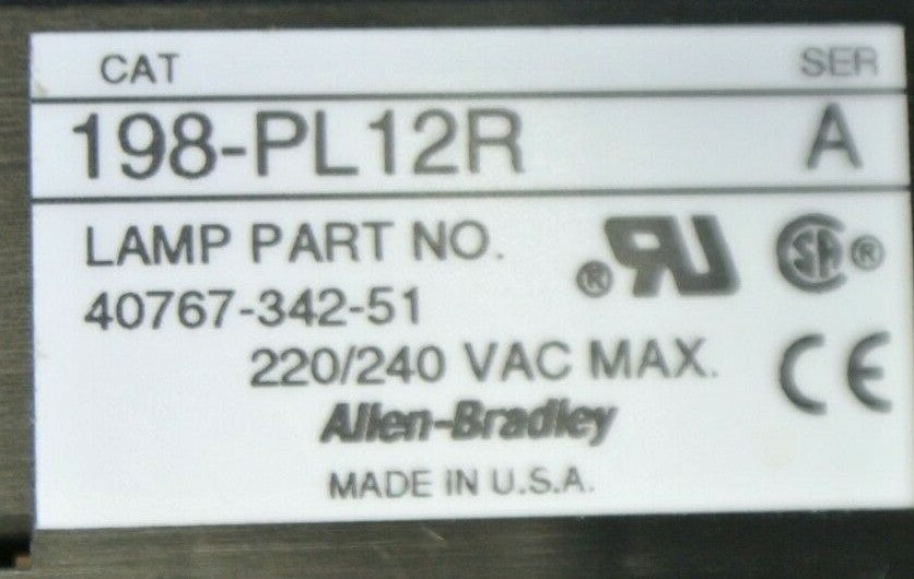 ALLEN-BRADLEY 198-PL12R / PILOT LIGHT KIT / 240VAC / RED / NEW SURPLUS
