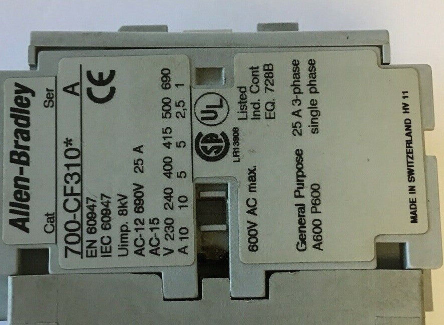 ALLEN BRADLEY 700-CF310* CONTROL RELAY 600VAC 25A
